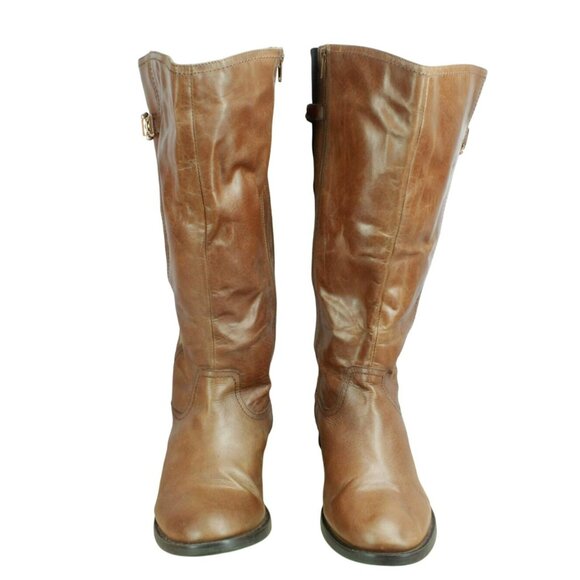 *Unknown Brown Leather Back Zip Knee High Riding Boots Size 11EEE - Picture 5 of 14